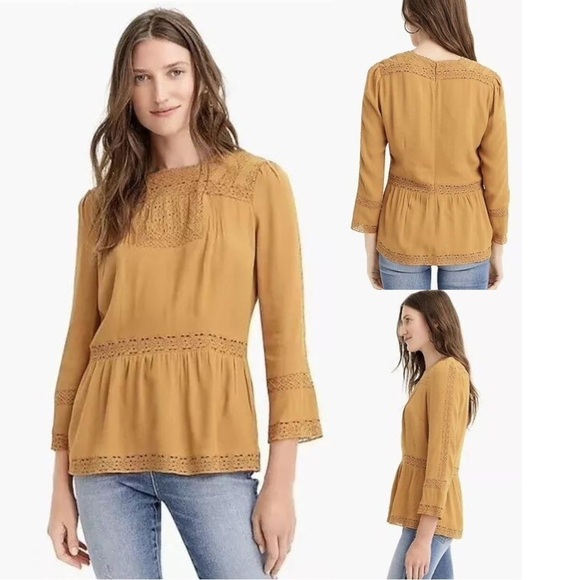 J. Crew Tops - Point Sur Lacey Top Marled Mushroom Gold Size 10